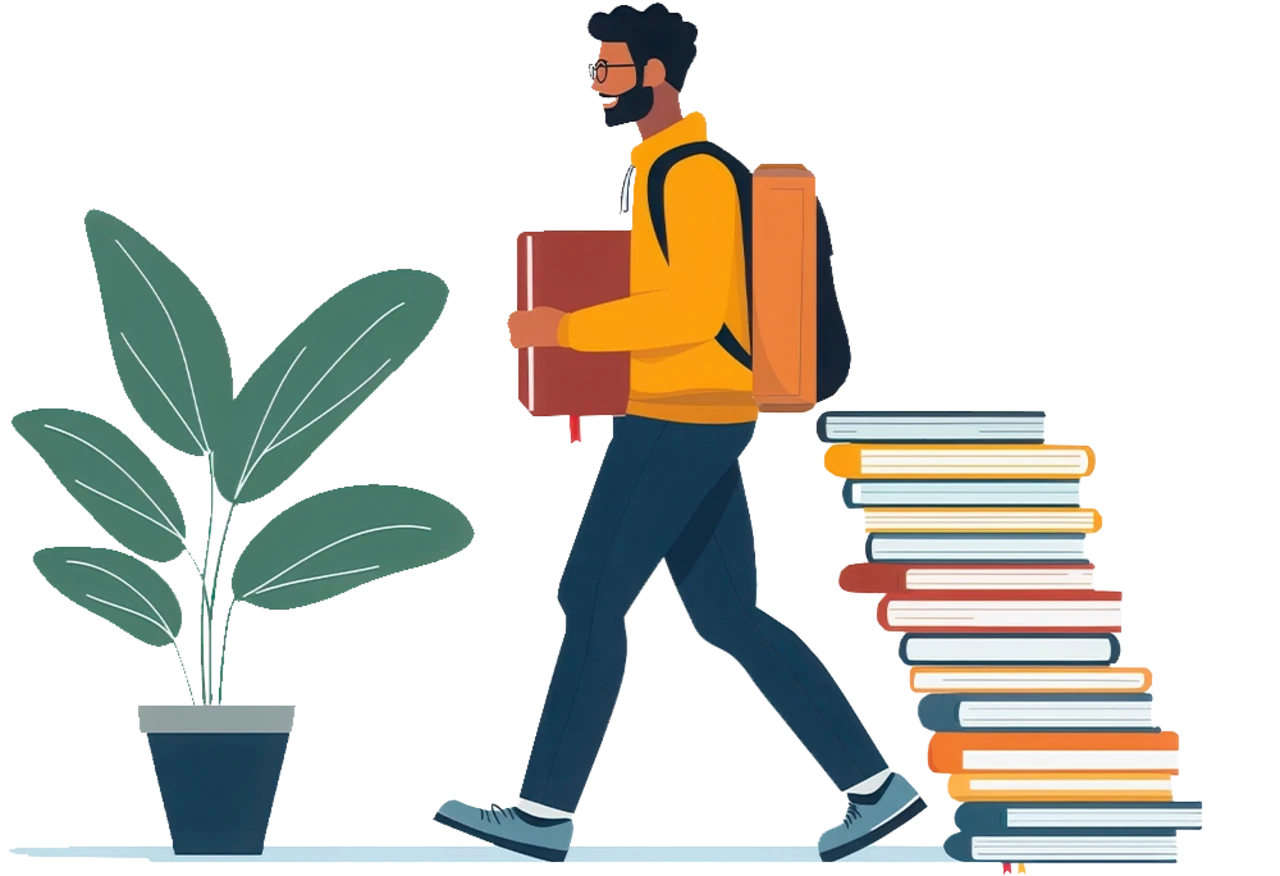 Person mit Büchern Illustration