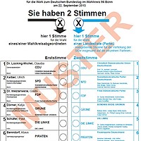 Musterwahlzettel Wahl am 22. Sept. 2013